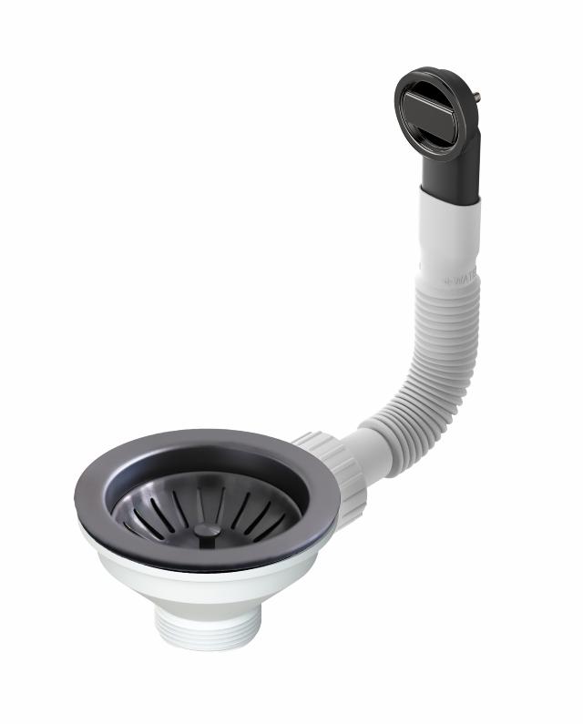 SKANITEK Afløbssæt UX med rund overløb | gun metal børstet