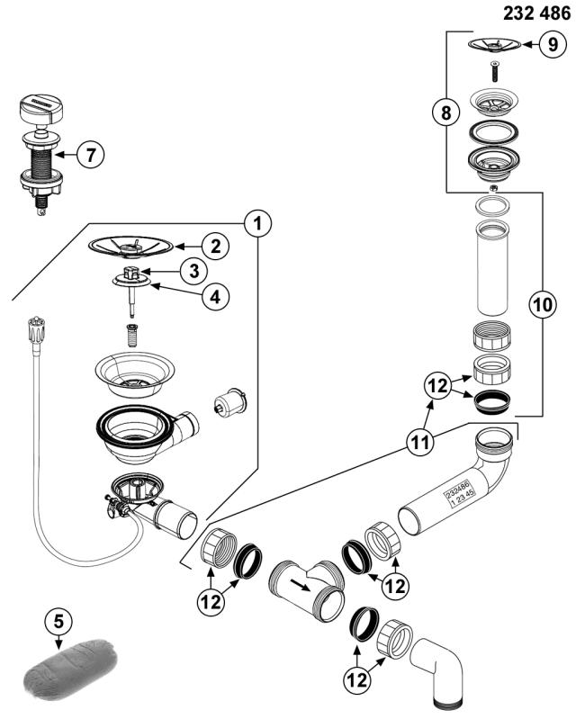 BLANCO Afløb InFino IDENTO/AXON II 6S  KP 1x3,5'' - 1x1,5'' MX